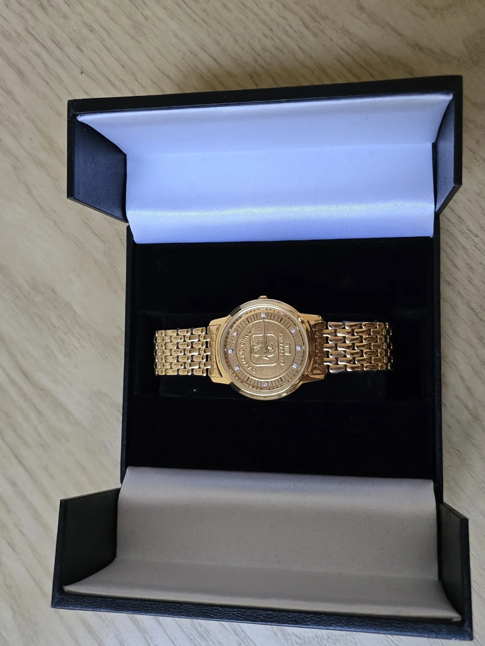 Gold Tone Men’s Analog Watch with Crystal Accents